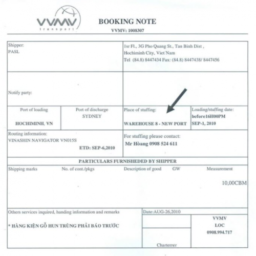 Booking Note là gì ? 1 số lưu ý cần biết về Booking Note